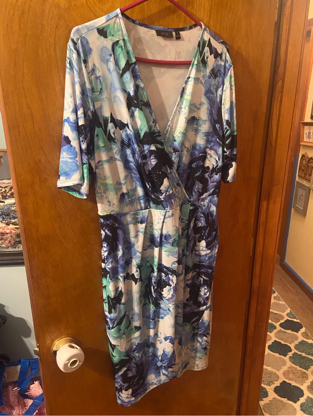 Apt 9 Floral Wrap Midi Dress in Blue and Green Size 0X